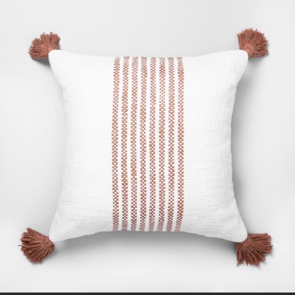 NWT 18 x 18" Center Stripes Throw Pillow Rose Gold - Hearth & Hand with Magnolia